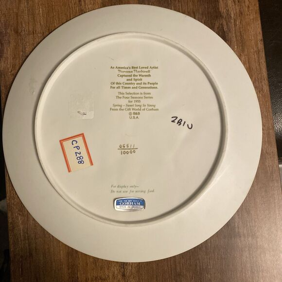 Vintage NORMAN ROCKWELL Plate SPRING-SWEET SONG SO YOUNG PLATE" Collectible - Picture 2 of 2